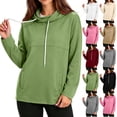 thumbnail image 1 of Women's Lightweight Hoodie Funnel Neck Sweatshirts Drawstring Aesthetic Drop Shoulder Long Sleeve Pullover Top With Side Pockets, 1 of 5