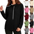 thumbnail image 1 of Women's Lightweight Hoodie Funnel Neck Sweatshirts Drawstring Aesthetic Drop Shoulder Long Sleeve Pullover Top With Side Pockets, 1 of 7