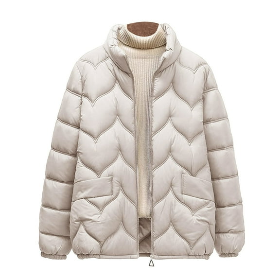 Women's Lightweight Down Insulated Cotton Jacket, Soft Warm Winter Outerwear, Comfortable Quilted Puffer Coat, Breathable Thermal Layer for Cold Weather, Cozy Casual Fall and Winter Jacket Grey