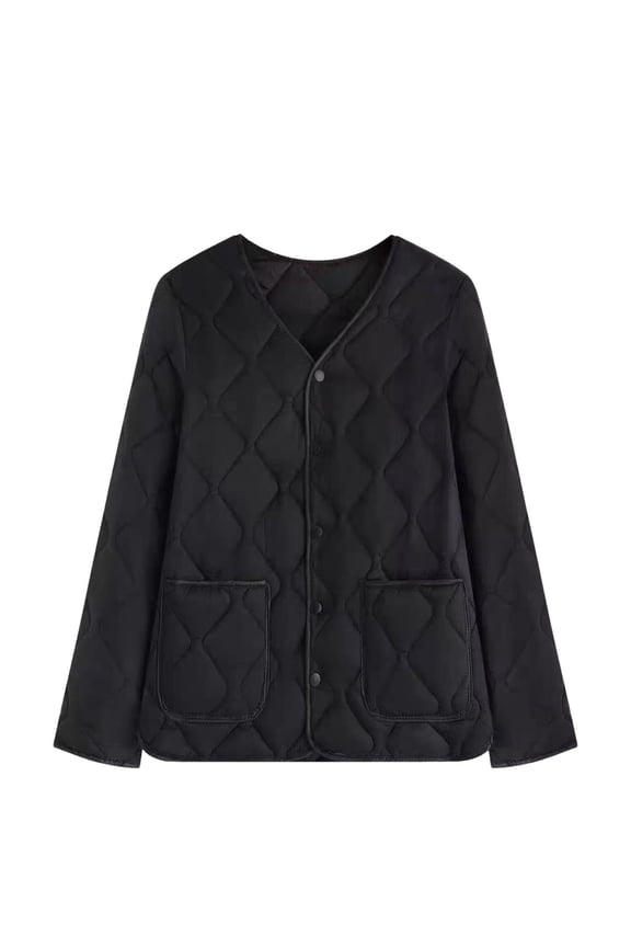 Women's Lightweight Down Insulated Cotton Jacket, Soft Warm Winter Outerwear, Comfortable Quilted Puffer Coat, Breathable Thermal Layer for Cold Weather, Cozy Casual Fall and Winter Jacket Black XXL