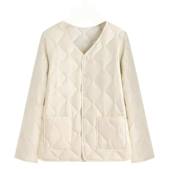 Women's Lightweight Down Insulated Cotton Jacket, Soft Warm Winter Outerwear, Comfortable Quilted Puffer Coat, Breathable Thermal Layer for Cold Weather, Cozy Casual Fall and Winter Jacket White XXL