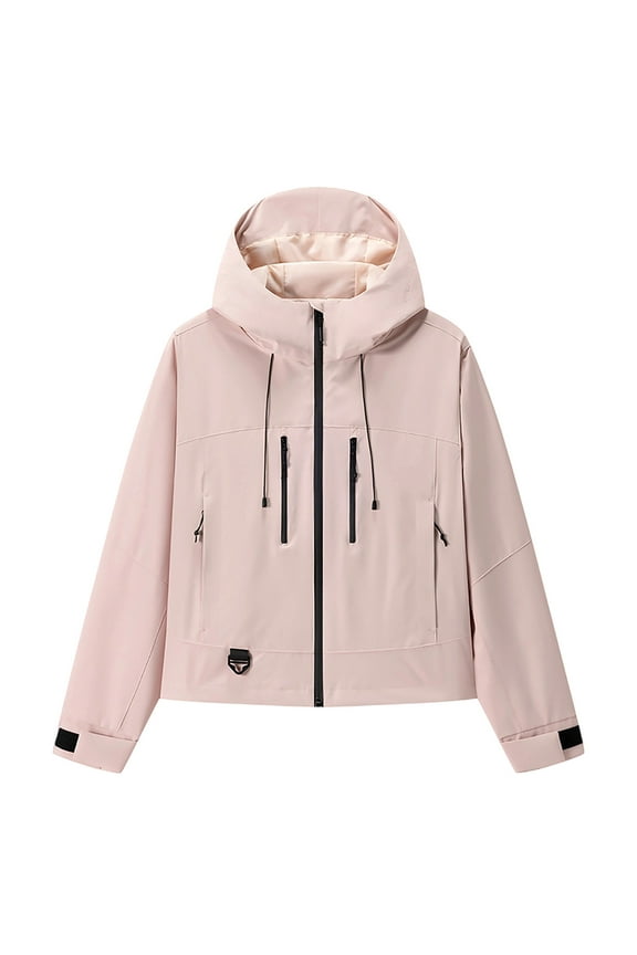 Women's Lightweight Jacket Coat Full- Zip Loose Hooded Jacket Hiking Climbing Outdoor Sportwear with Pockets