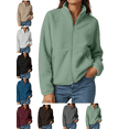 thumbnail image 1 of Women's Lightweight Jacket Full Zip Mock Neck Casual Long Sleeve Outwear with Zippered Pockets Fall Winter Fashion, 1 of 9