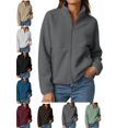 thumbnail image 1 of Women's Lightweight Jacket Full Zip Mock Neck Casual Long Sleeve Outwear with Zippered Pockets Fall Winter Fashion, 1 of 9