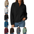 thumbnail image 1 of Women's Lightweight Jacket Full Zip Mock Neck Casual Long Sleeve Outwear with Zippered Pockets Fall Winter Fashion, 1 of 9