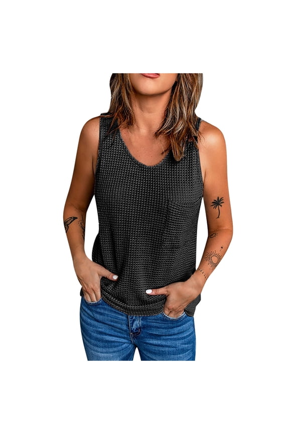 Women's Lightweight Knit Halter Tank Sleeveless Cami Tops Relaxed Fit Trendy Tshirt Loose Tunic Casual Comfy Blouses