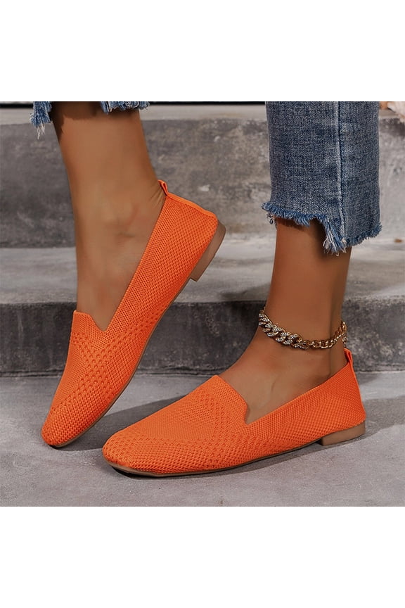Women's Lightweight Knitted Loafers Casual Flat Shoes Comfortable Boat Shoes Flat Bottomed Breathable Shoes