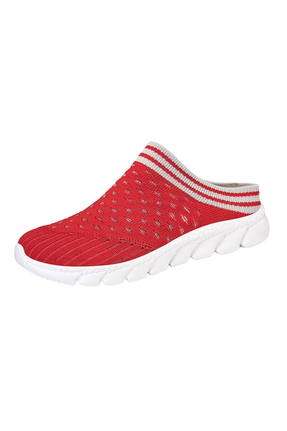 Women's Lightweight Knitted Mules Non Slip Work Garden Shoes Breathable Beach Clogs Comfortable Slide Shoes
