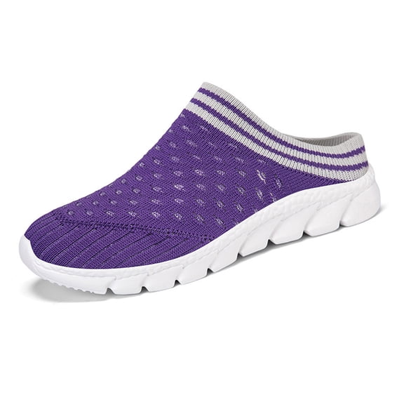 Women's Lightweight Knitted Mules Non Slip Work Garden Shoes Breathable Beach Clogs Comfortable Slide Shoes