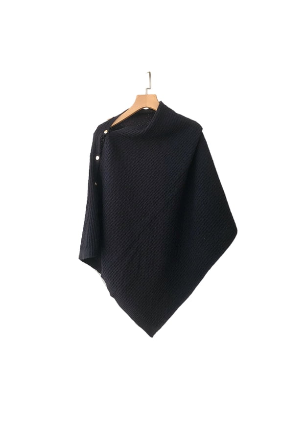 Women's Lightweight Knitted Scarf Poncho Sweater Cape Shawl Versatile Spring Summer Ponchos Wraps Black One Size