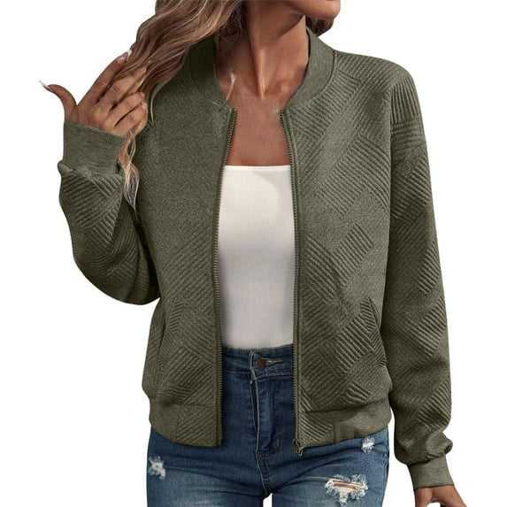 Women's Lightweight Layering Jacket with Pockets Versatile Zippered Outerwear for Spring Fall Transition Comfortable Casual Coat