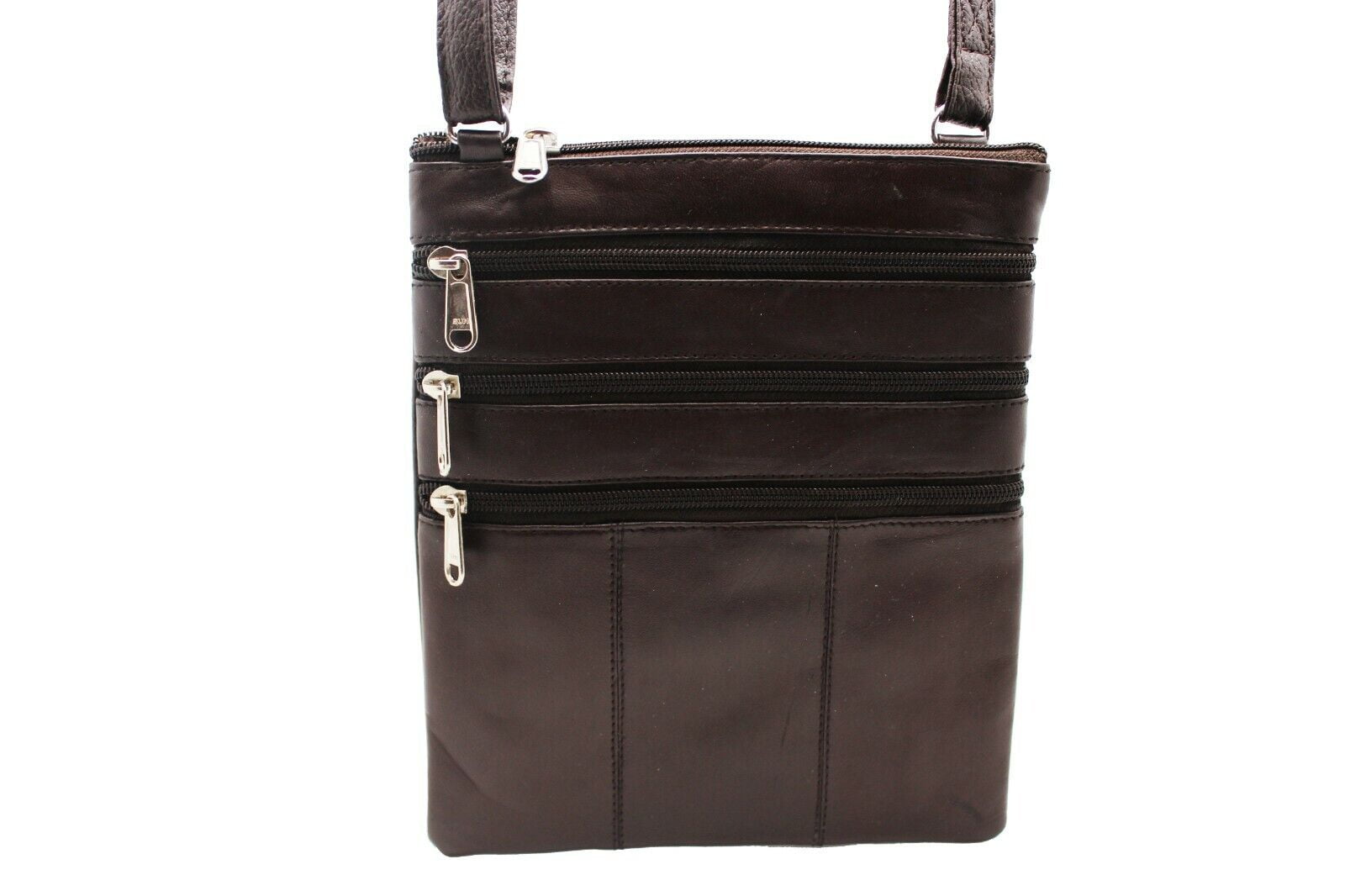 Women's Lightweight Leather Crossbody Bags with Multi Zipper