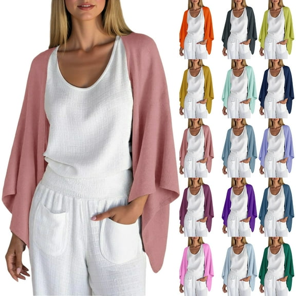 Women's Lightweight Linen Cardigan,Vibrex 3/4 Sleeve Open Front Loose Fit Shrug Top - Available in 15 Colors Womens Cardigan Save up to 50%