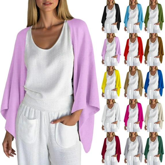 Women's Lightweight Linen Cardigan,Vibrex 3/4 Sleeve Open Front Loose Fit Shrug Top - Available in 15 Colors Womens Cardigan Save up to 50%