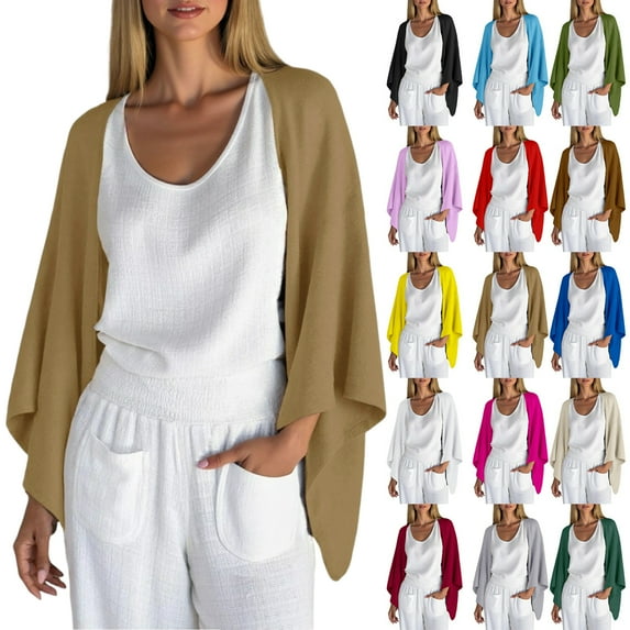 Women's Lightweight Linen Cardigan,Vibrex 3/4 Sleeve Open Front Loose Fit Shrug Top - Available in 15 Colors Womens Cardigan Save up to 50%