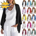 thumbnail image 1 of Women's Lightweight Linen Cardigan,Vibrex 3/4 Sleeve Open Front Loose Fit Shrug Top - Available in 15 Colors Womens Cardigan Save up to 50%, 1 of 5