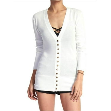 Women's Lightweight Long Sleeve Button Down Vee Neck Classic Sweater Cardigan