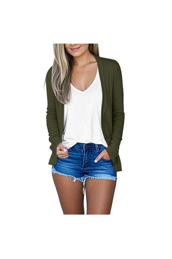 Women's Lightweight Long Sleeve Cardigan – Open Front Kimono Cover-Up | Breathable Summer-to-Fall Duster