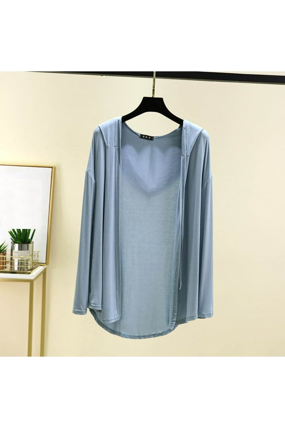 Women's Lightweight Long Sleeve Open Front Cardigan, Loose Fit Casual Kimono Cover Up, Breathable Polyester Top for Spring Summer