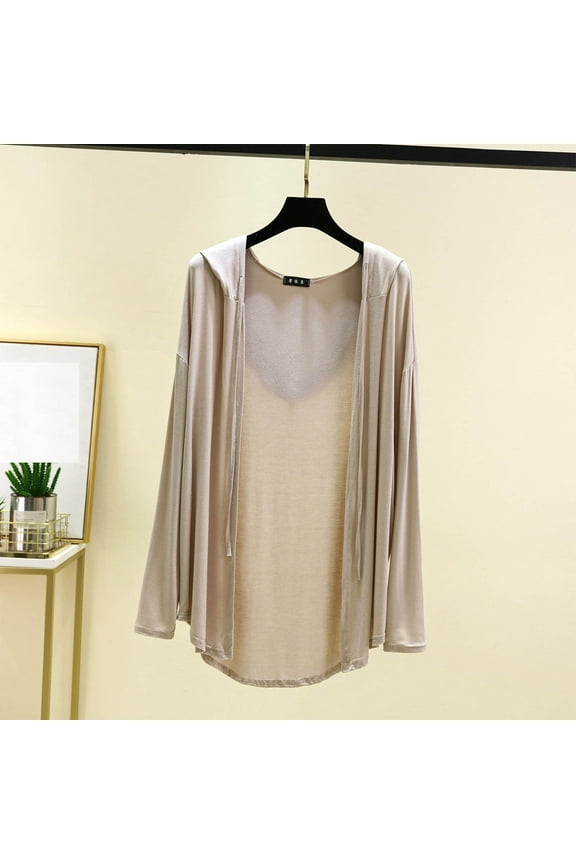 Women's Lightweight Long Sleeve Open Front Cardigan, Loose Fit Casual Kimono Cover Up, Breathable Polyester Top for Spring Summer