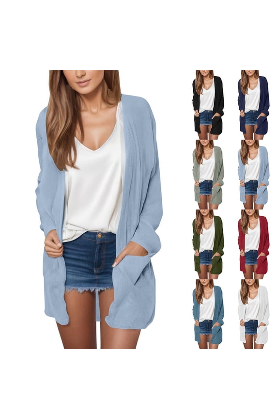 Women's Lightweight Long Sleeve Open Front Corduroy Cardigan Tops Blouses with Pockets Solid Color Casual Comfy Outwear Loungewear Travel Essential Gift for Women | CSEONE,Army Green XL