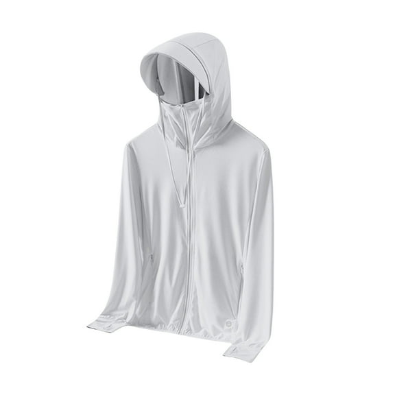Women's Lightweight Long Sleeve Sun Protective Jacket with Detachable Hood and Security Pockets, Quick-Drying UV Blocking Fabric for Hiking, Outdoor Adventures and Daily Sun Protection White M