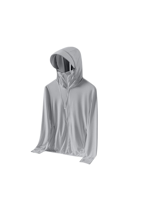 Women's Lightweight Long Sleeve Sun Protective Jacket with Detachable Hood and Security Pockets, Quick-Drying UV Blocking Fabric for Hiking, Outdoor Adventures and Daily Sun Protection Grey XL