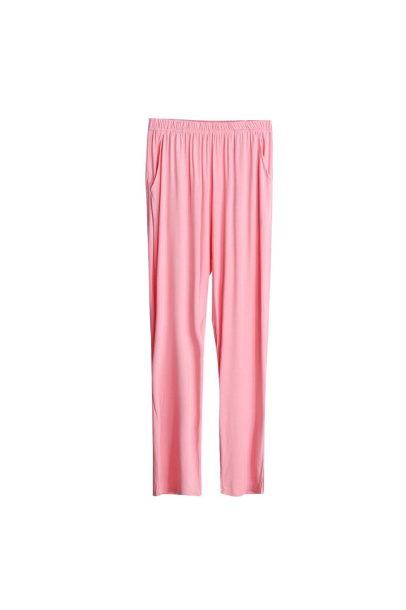 Women's Lightweight Modal Yoga Pants Loose Harem Lounge Sleepwear Elastic Waist Drawstring Soft Comfortable with Pockets Pink