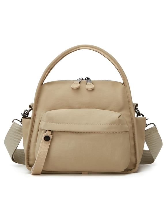 Women's Lightweight Nylon Crossbody Bag with Handle, Zipper Pocket, Compact Briefcase