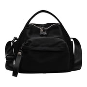 Womens Lightweight Nylon Crossbody Handbag, Fashionable Spacious Shoulder Bag, Adjustable Strap Organizer Purse with Multiple Pockets for Travel Work, Khaki Black Coffee