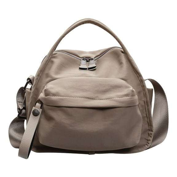 Women's Lightweight Nylon Crossbody Handbag, Fashionable Spacious Shoulder Bag, Adjustable Strap Organizer Purse with Multiple Pockets for Travel Work, Khaki Black Coffee