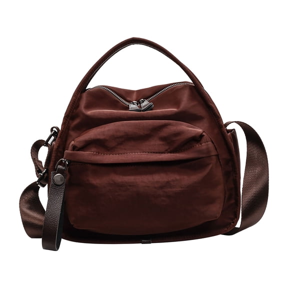 Women's Lightweight Nylon Crossbody Handbag, Fashionable Spacious Shoulder Bag, Adjustable Strap Organizer Purse with Multiple Pockets for Travel Work, Khaki Black Coffee