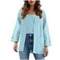 thumbnail image 1 of Women's Lightweight Open Front Cardigan Long Sleeve Solid Color Tops Casual Soft Drape Cardigan with Pockets, 1 of 7