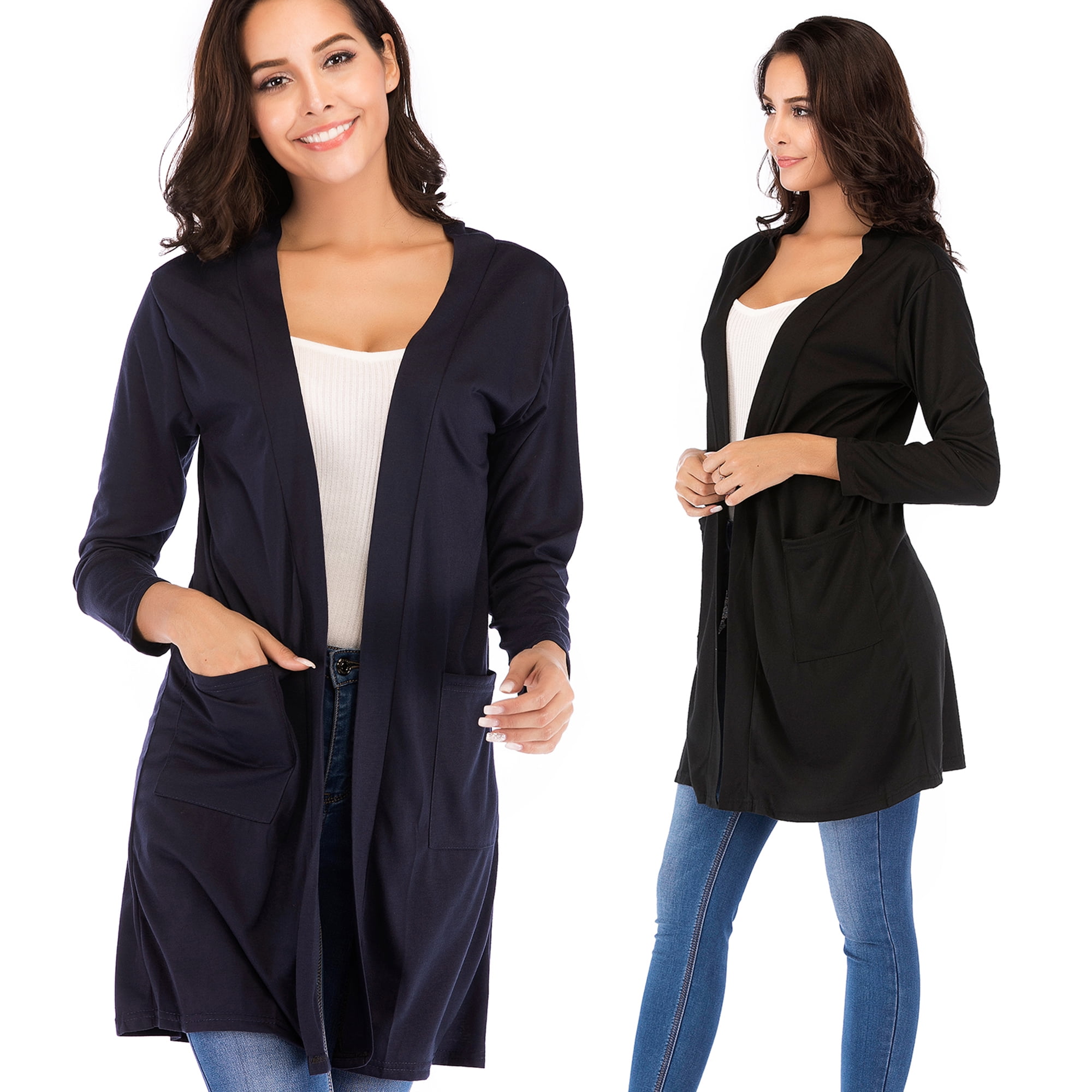 Women s Lightweight Open Front Cardigan Sweater Long Sleeve Knit Cardigans For Home Outdoor Travel Shopping Park Vacation Available in Plus Size
