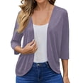thumbnail image 1 of Women's Lightweight Open Front Knit Cardigans 3/4 Sleeve Casual Soft Drape Summer Cardigan, 1 of 7