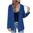 thumbnail image 1 of Women's Lightweight Open Front Long Sleeve Cardigan, Button Down Hooded Zip Up Casual Sweater, Fall Winter Loose Fit Knit Cover Up for Daily Wear and Outdoor Activities Blue M, 1 of 7