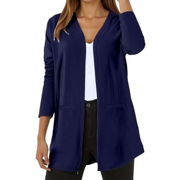 Women's Lightweight Open Front V Neck Cardigan Soft Knit Draped Long Sleeve Casual Sweater for Everyday Wear