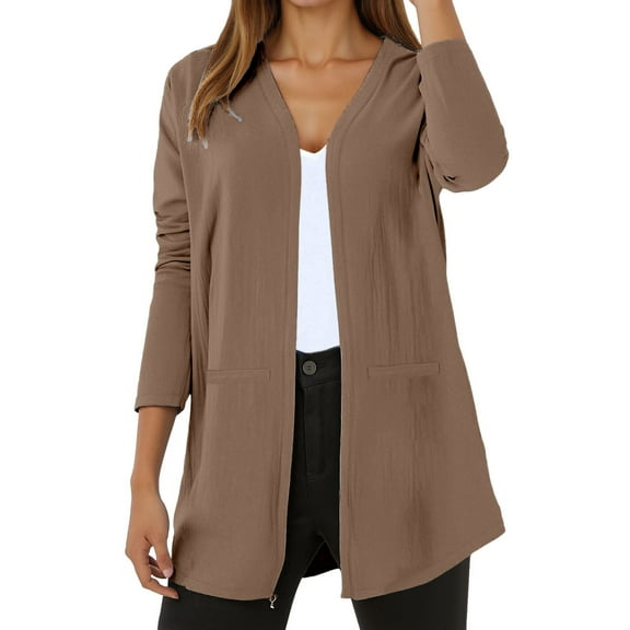 Women's Lightweight Open Front V Neck Cardigan Soft Knit Draped Long Sleeve Casual Sweater for Everyday Wear