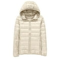 thumbnail image 1 of Women's Lightweight Packable Down Jacket, Slim Fit Korean Style Puffer Coat, Warm Hooded Quilted Jacket, Compact Travel Down Coat, Winter Insulated Outerwear, Portable Thermal Coat Beige XXXL, 1 of 3