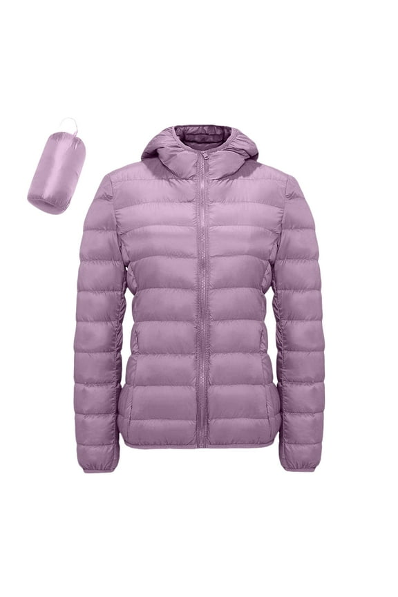 Women's Lightweight Packable Down Jacket, Slim Fit Korean Style Puffer Coat, Warm Hooded Quilted Jacket, Compact Travel Down Coat, Winter Insulated Outerwear, Portable Thermal Coat PP1 XXXXXXXL