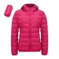 thumbnail image 1 of Women's Lightweight Packable Down Jacket, Slim Fit Korean Style Puffer Coat, Warm Hooded Quilted Jacket, Compact Travel Down Coat, Winter Insulated Outerwear, Portable Thermal Coat Hot Pink XXXL, 1 of 3