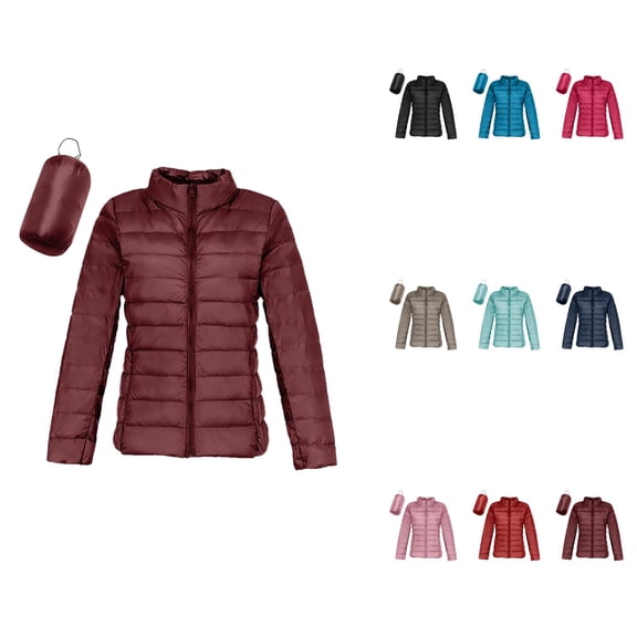 Women's Lightweight Packable Down Jacket – Warm Windproof Winter Coat with Recycled Insulation, Slim Fit Short Puffer Outerwear, No Hood, Zipper Closure