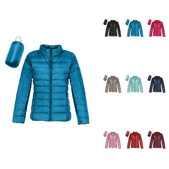 Women's Lightweight Packable Down Jacket – Warm Windproof Winter Coat with Recycled Insulation, Slim Fit Short Puffer Outerwear, No Hood, Zipper Closure