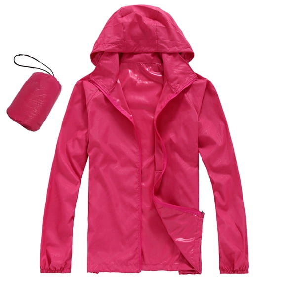 Women's Lightweight Packable Windproof Rain Jacket With Attached Hood For Outdoor Travel Hiking Cycling