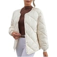 thumbnail image 1 of Women's Lightweight Padded Jacket Casual Long Sleeve Solid Button Ladies Blouse Coat Outwear Jacket White L, 1 of 4
