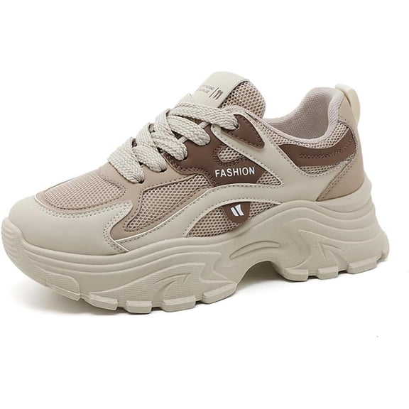 Women's Lightweight Platform Sneakers - Fashion Lace-Up Design | Ideal for Walking & Running