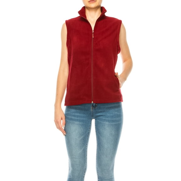 Women's Lightweight Polar Fleece Vest with Zip Closure and Front Pockets