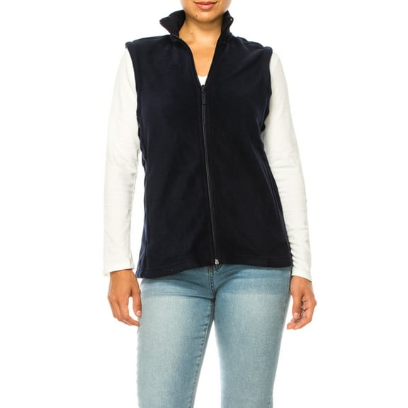 Women's Lightweight Polar Fleece Vest with Zip Closure and Front Pockets