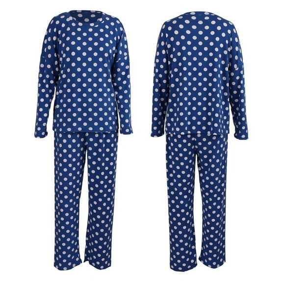Women's Lightweight Polka Dot Pajamas Set Long Sleeve Top Long Pants Sleepwear Loungewear