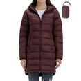 thumbnail image 1 of Women's Lightweight Puffer Coat Regular and Plus Size Packable Puffer Coat Long Hooded Puffer Jacket (Red, S), 1 of 9